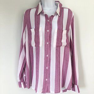 Nordstrom/BP Pink Striped Blouse -Size Medium